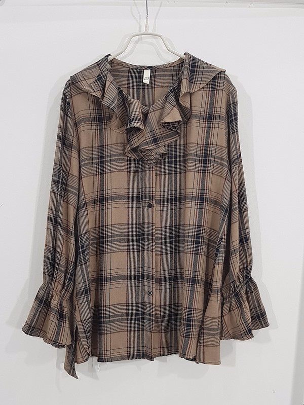 Women Blouses October check frilly blouse woman Au