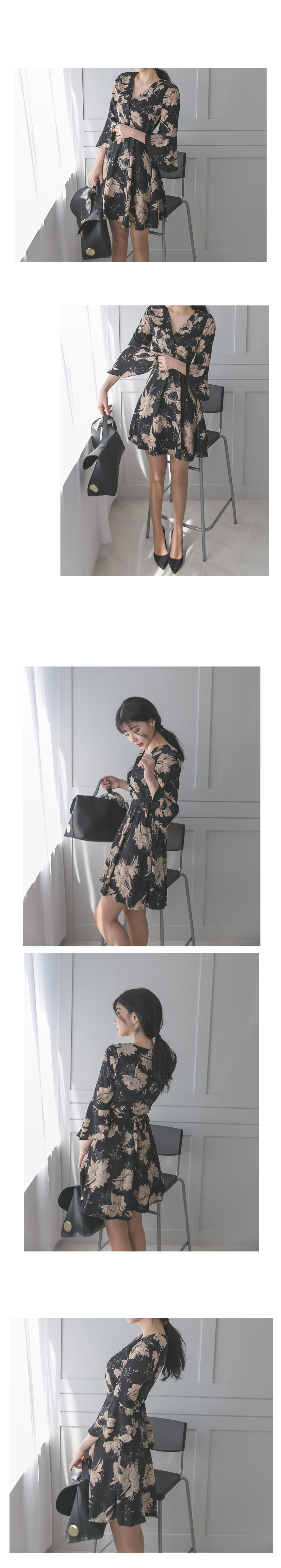 New Women Dress Autumn goddess V neck flower dress