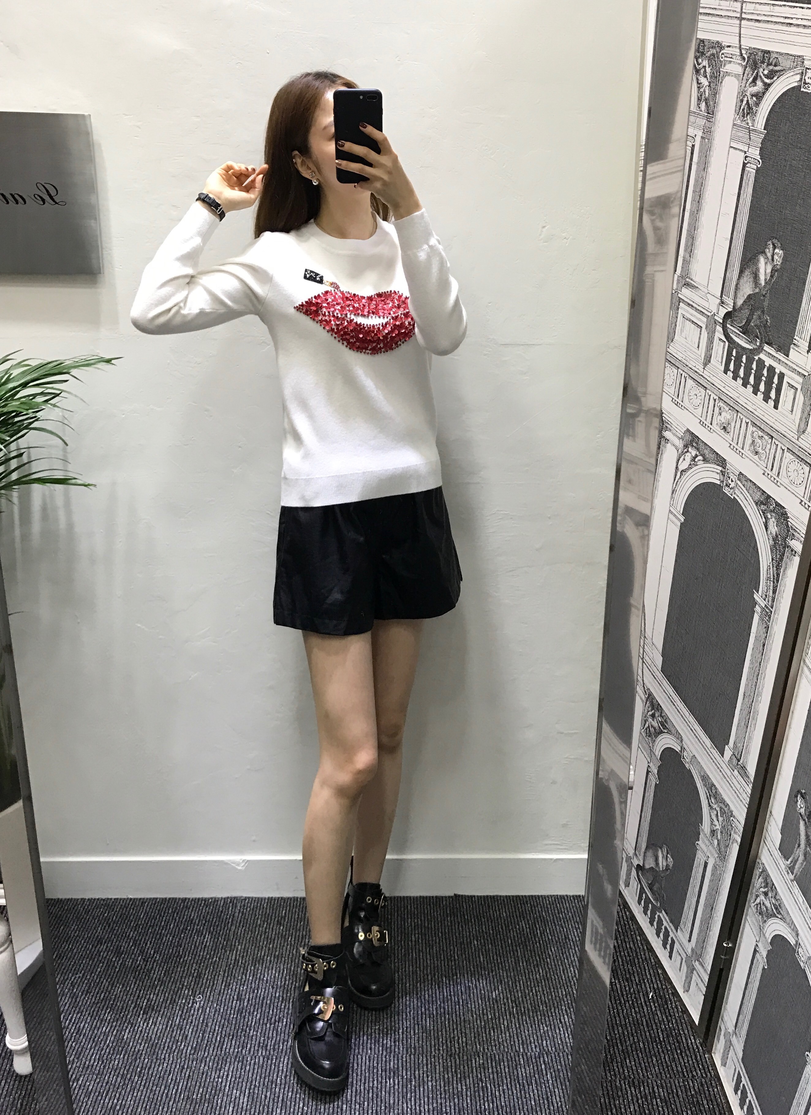 Women Short Pants Bending leather shorts 3color Bl