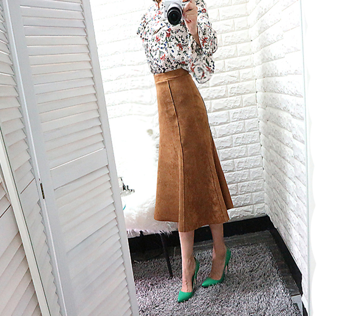 Suede Bending Muffle Skirt - 3color Coordination L