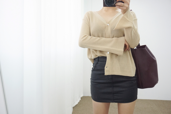 Simple A-Line Coat Miniskirt Leather Ladder Winter