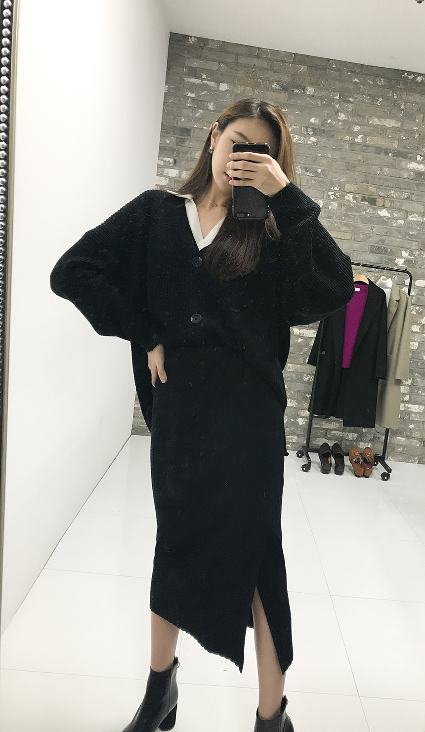 Needle Coat Knit Top Long Skirt Long Skirt Autumn 