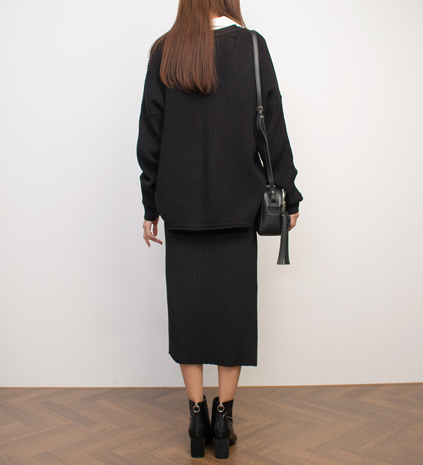 Needle Coat Knit Top Long Skirt Long Skirt Autumn 