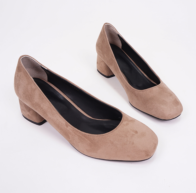 Suede Square Nose Tongue Middle Hill Foot Comforta