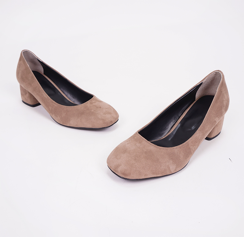 Suede Square Nose Tongue Middle Hill Foot Comforta