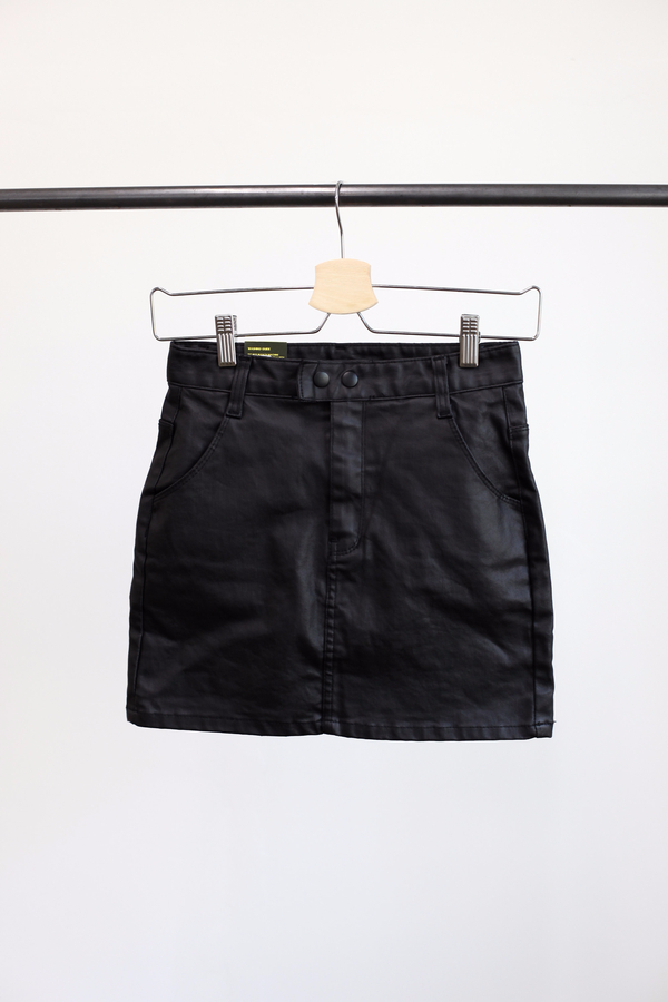 Simple A-Line Coat Miniskirt Leather Ladder Winter