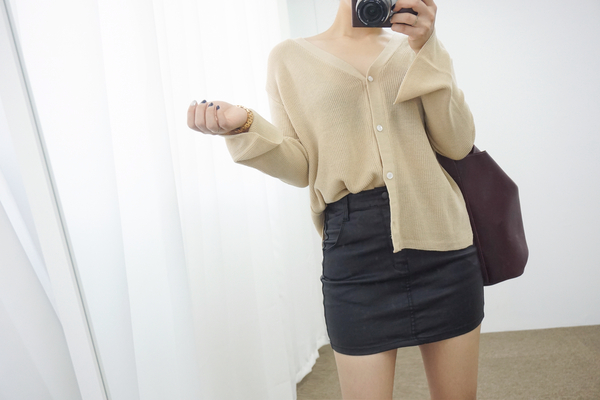 Simple A-Line Coat Miniskirt Leather Ladder Winter