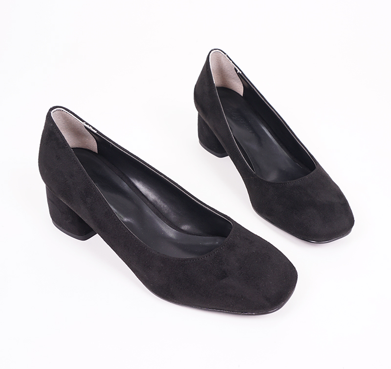 Suede Square Nose Tongue Middle Hill Foot Comforta