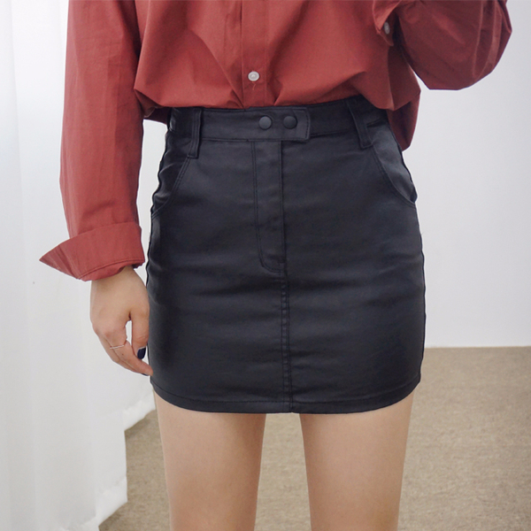 Simple A-Line Coat Miniskirt Leather Ladder Winter