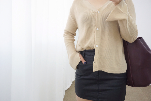 Simple A-Line Coat Miniskirt Leather Ladder Winter