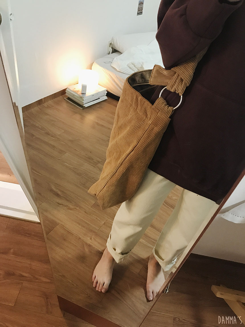 Corduroy corduroy eco bag 5color