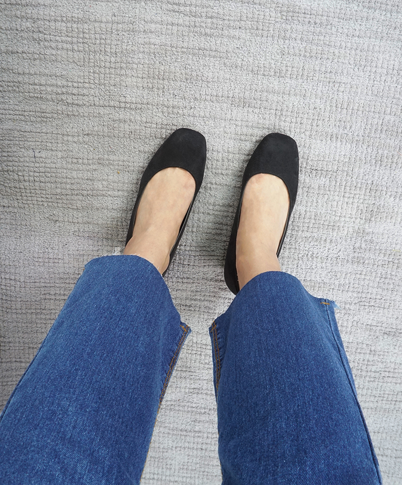 Suede Square Nose Tongue Middle Hill Foot Comforta