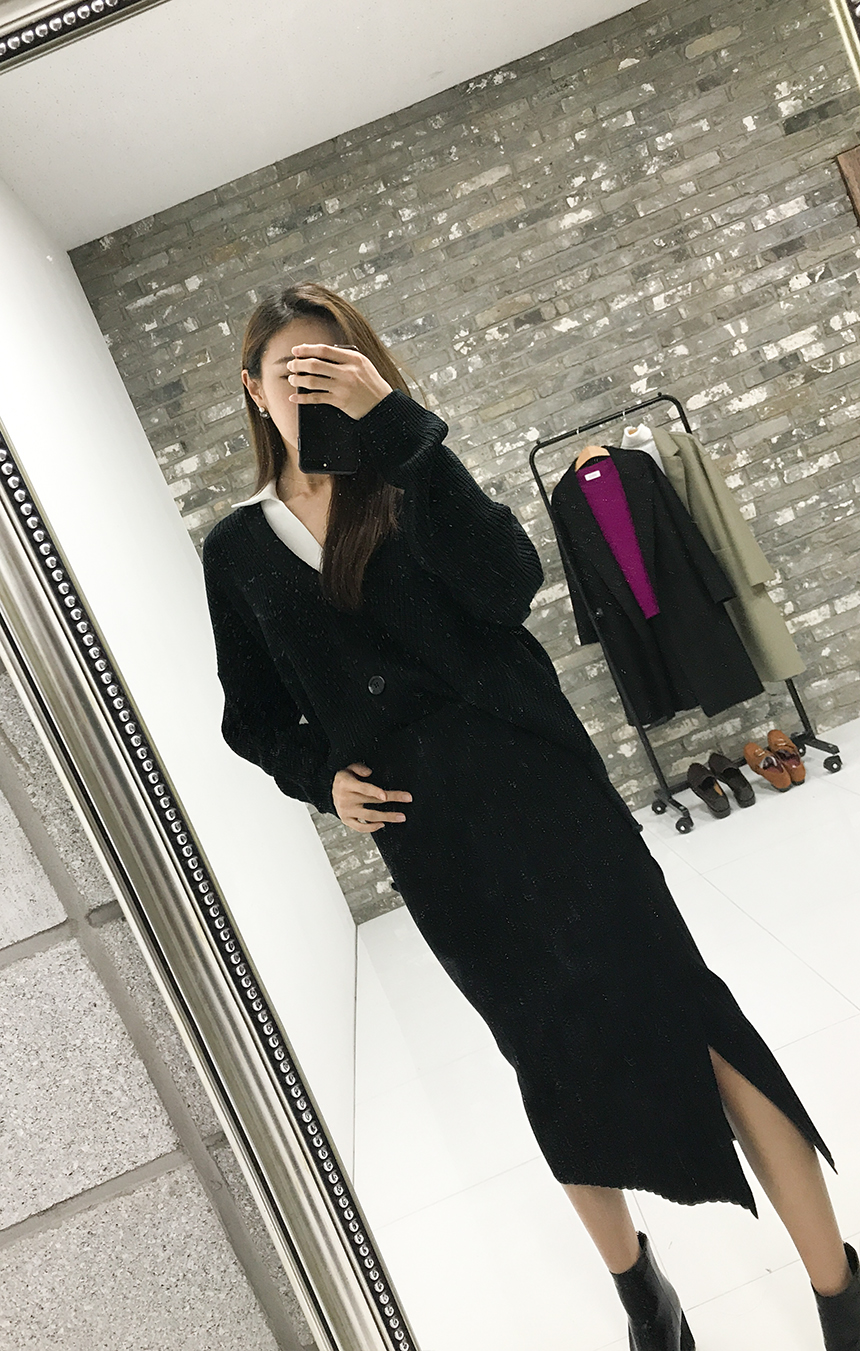 Needle Coat Knit Top Long Skirt Long Skirt Autumn 