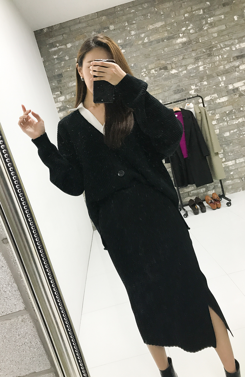 Needle Coat Knit Top Long Skirt Long Skirt Autumn 