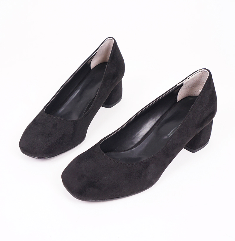 Suede Square Nose Tongue Middle Hill Foot Comforta