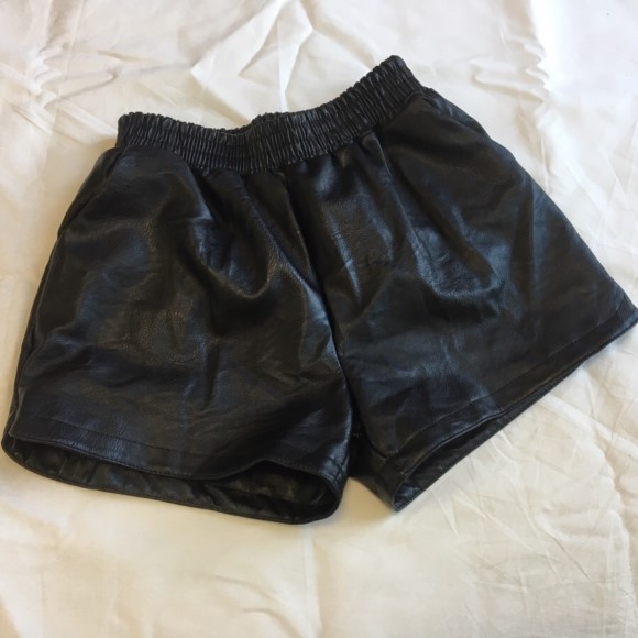 Women Short Pants Leather shorts black Leather lea
