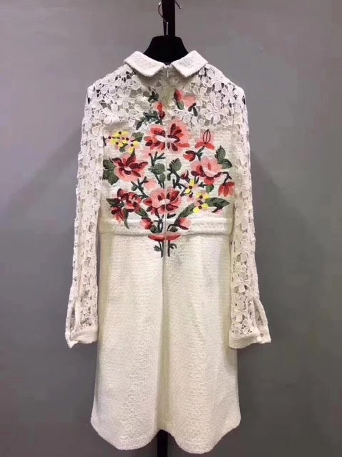 New Women Dress Imported GG Flower Embroidery Twee