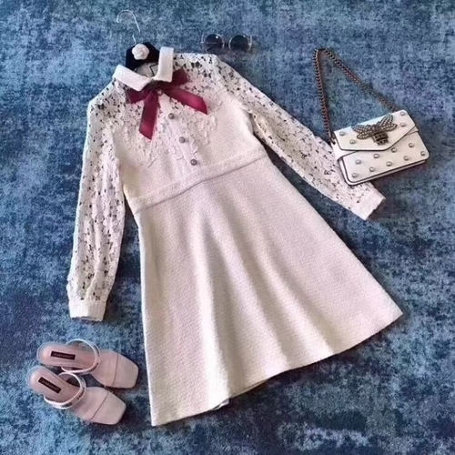 New Women Dress Imported GG Flower Embroidery Twee