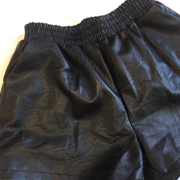 Women Short Pants Leather shorts black Leather lea
