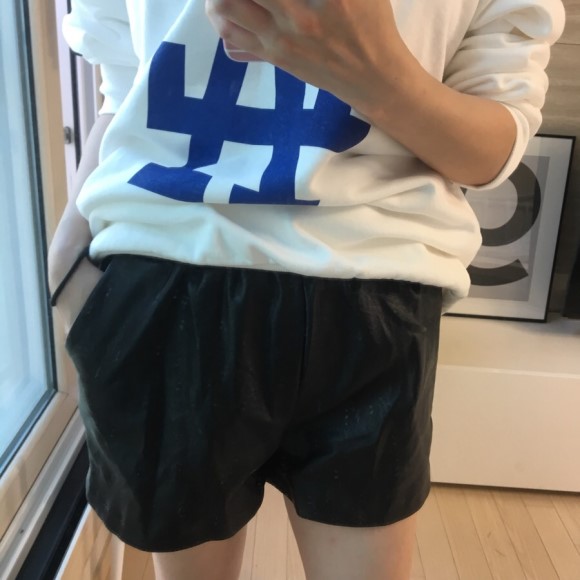 Women Short Pants Leather shorts black Leather lea