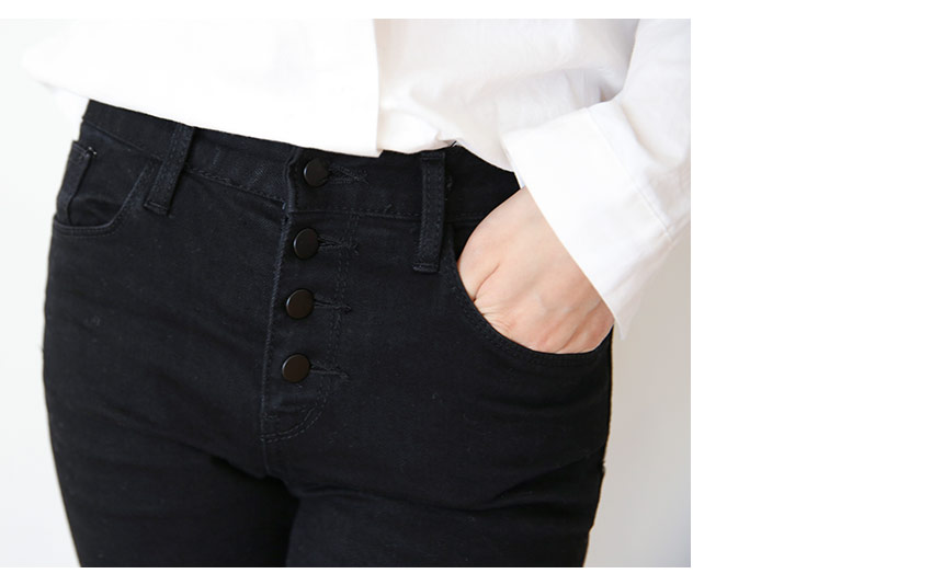 Women Jeans Pants For Button Semi-Boots Cut Pants 