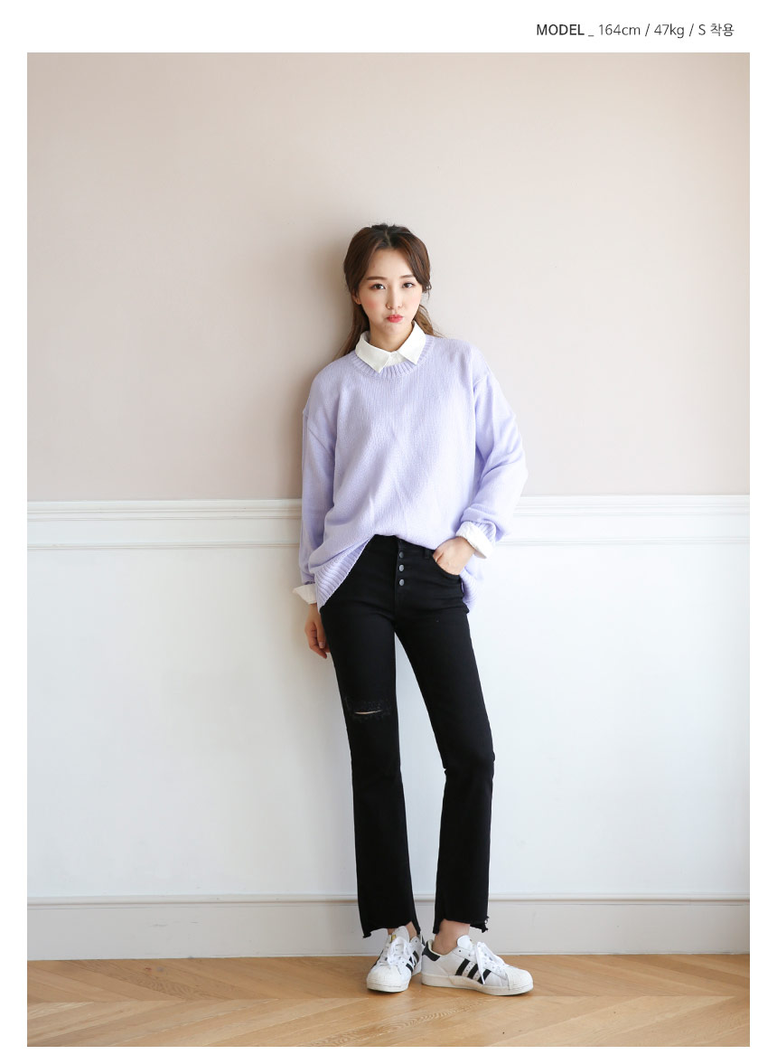 Women Jeans Pants For Button Semi-Boots Cut Pants 