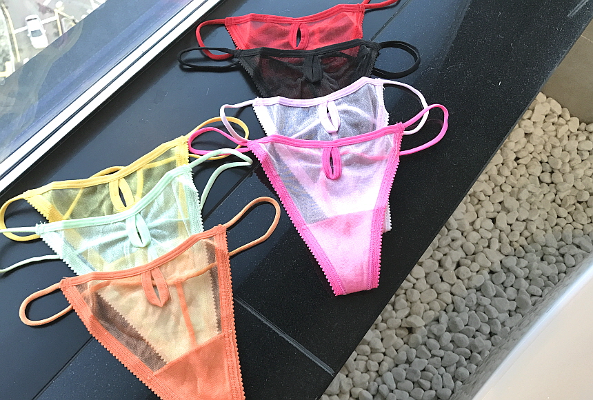 Women Underwear Sexy see-through pearl mesh bendin