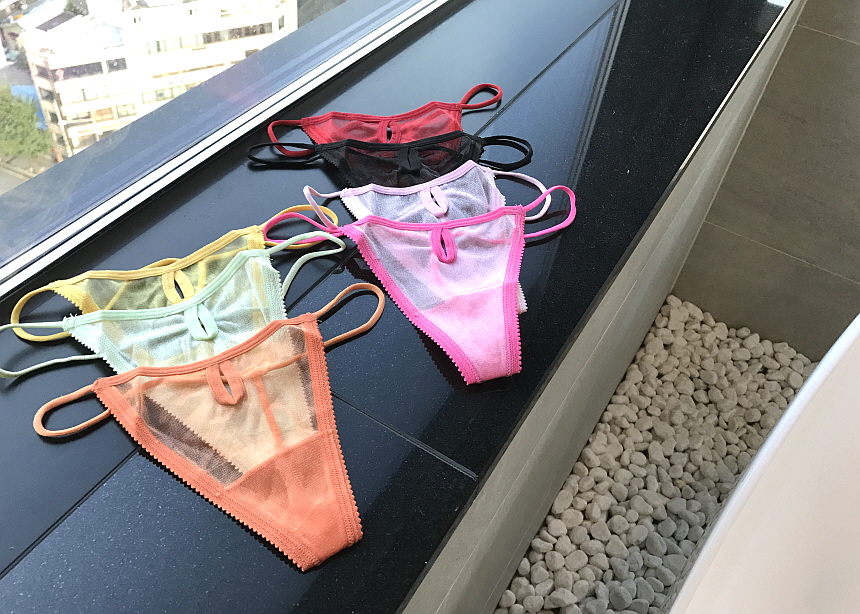 Women Underwear Sexy see-through pearl mesh bendin