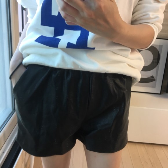 Women Short Pants Leather shorts black Leather lea