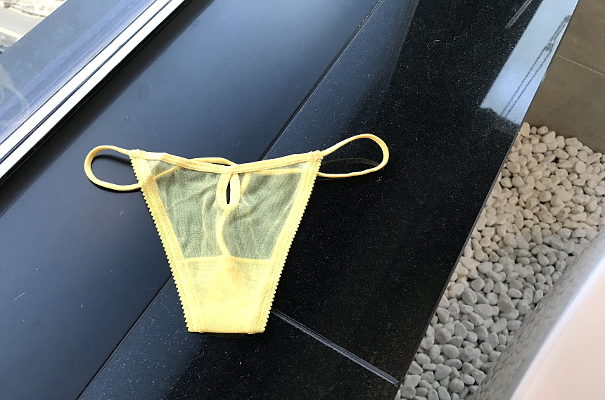Women Underwear Sexy see-through pearl mesh bendin
