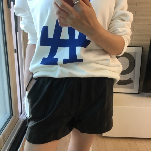 Women Short Pants Leather shorts black Leather lea