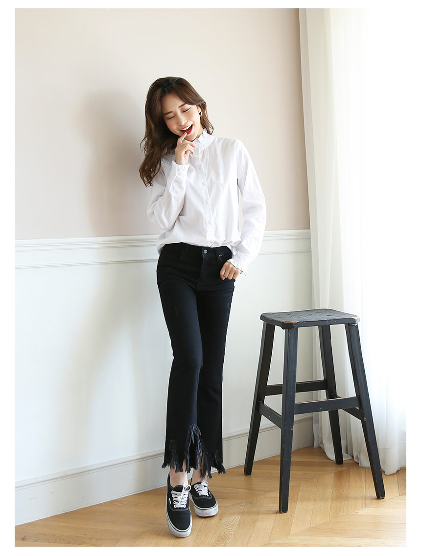 Women Jeans Pants Vintage Boots Cut Black Jeans Wo