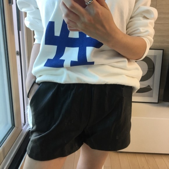 Women Short Pants Leather shorts black Leather lea