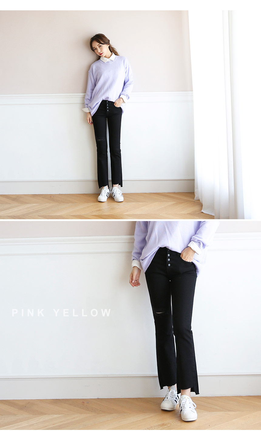Women Jeans Pants For Button Semi-Boots Cut Pants 