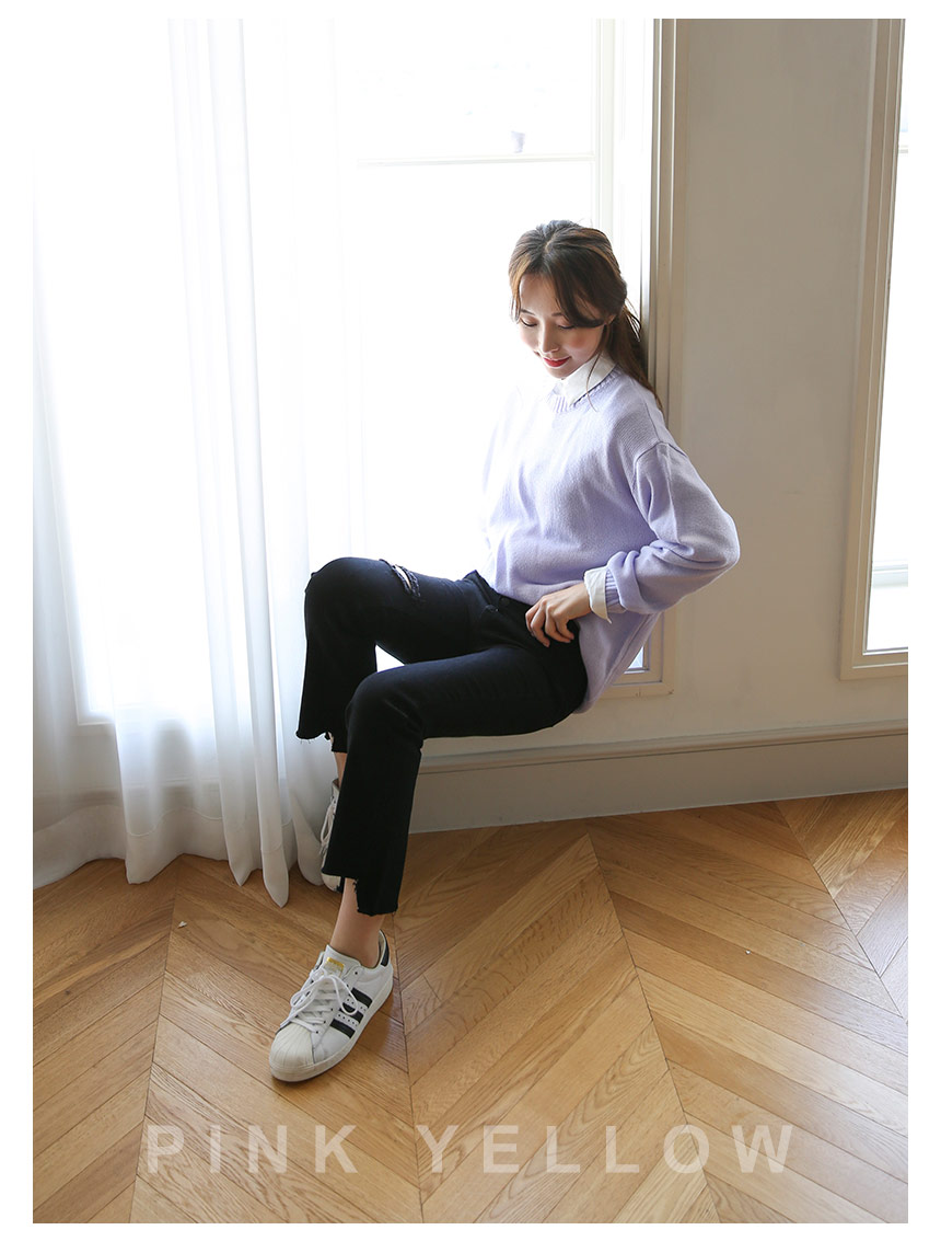 Women Jeans Pants For Button Semi-Boots Cut Pants 