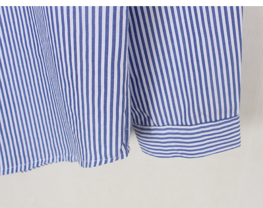 Tom Striped Shirts Blouse Rouge Pitch Collar Blue 