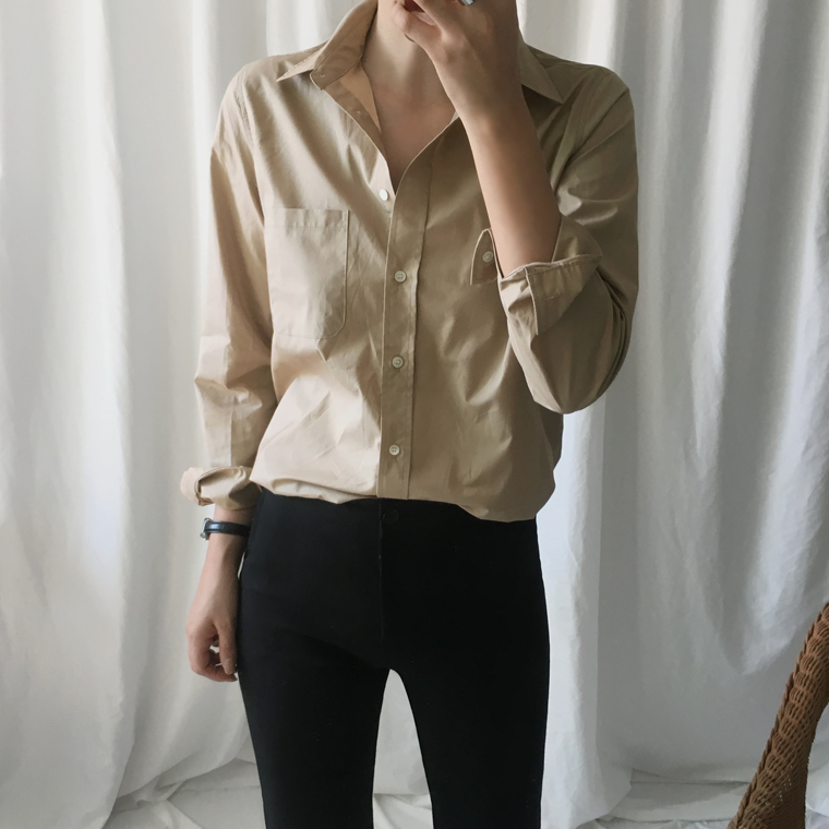 Free shipping long sleeve loose-fitting basic cott