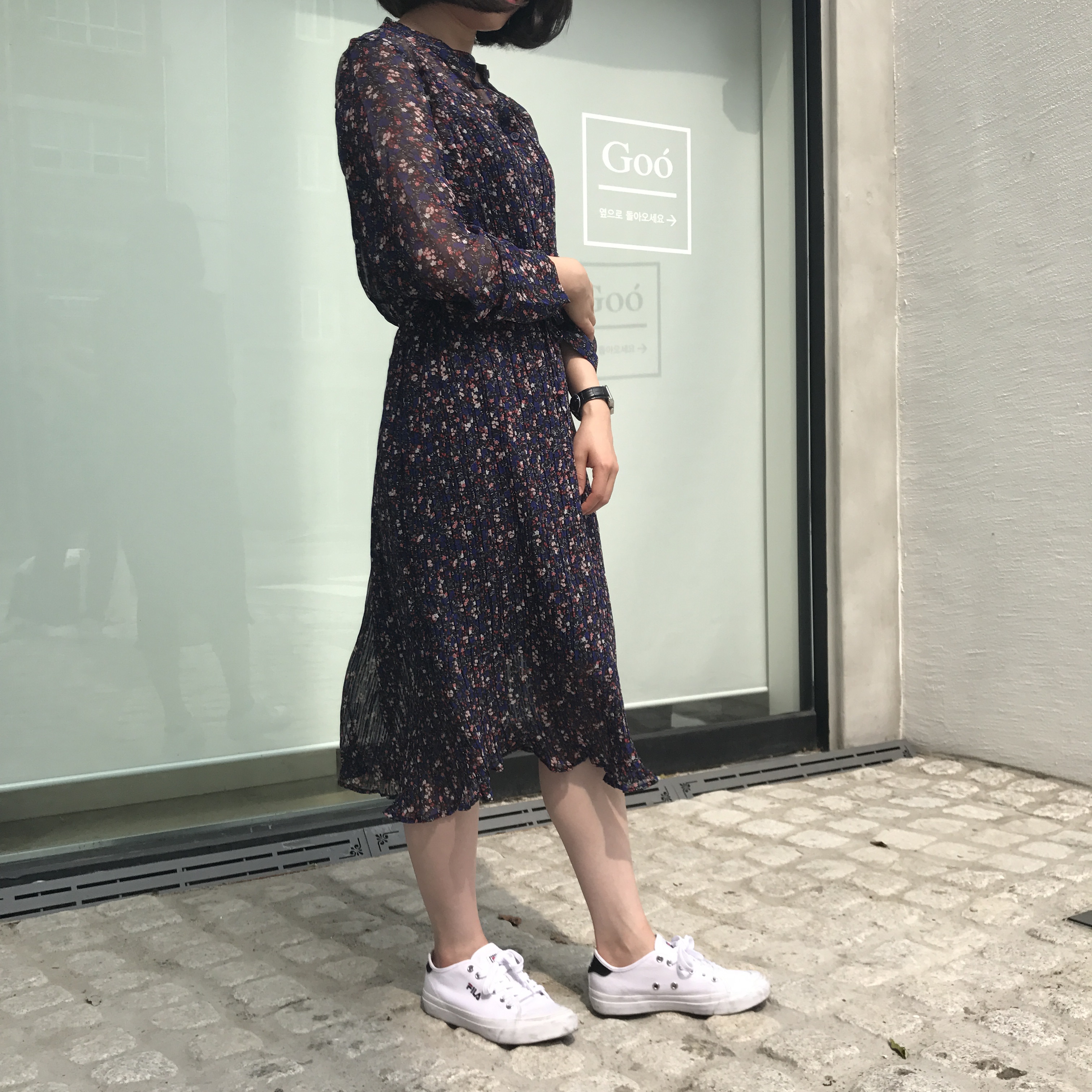 New Women Dress Autumn See-through Dress Flower Wr