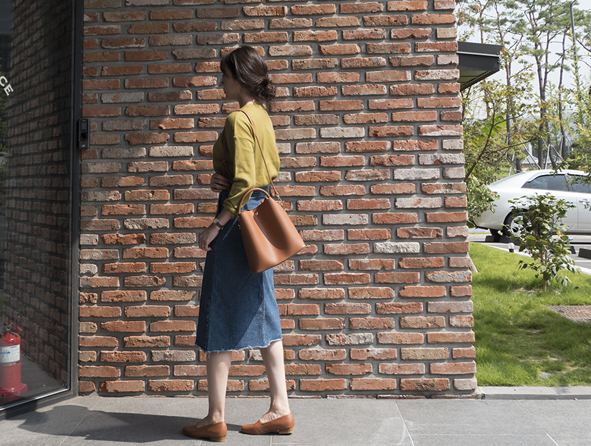 H line front denim denim skirt h long