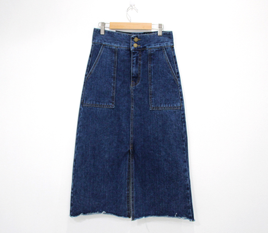 H line front denim denim skirt h long