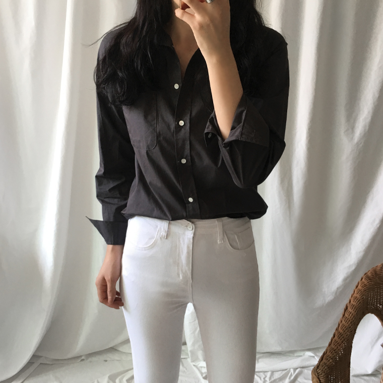 Free shipping long sleeve loose-fitting basic cott