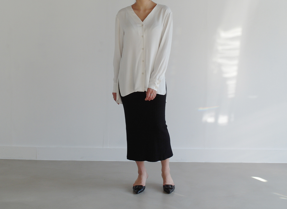 Wool 100 knitted goose skirt banding Long top long