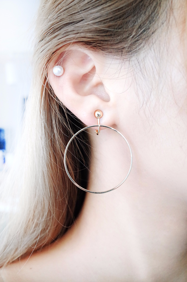 Earring OK Big Round Ring Clip Type Handmade Unbre