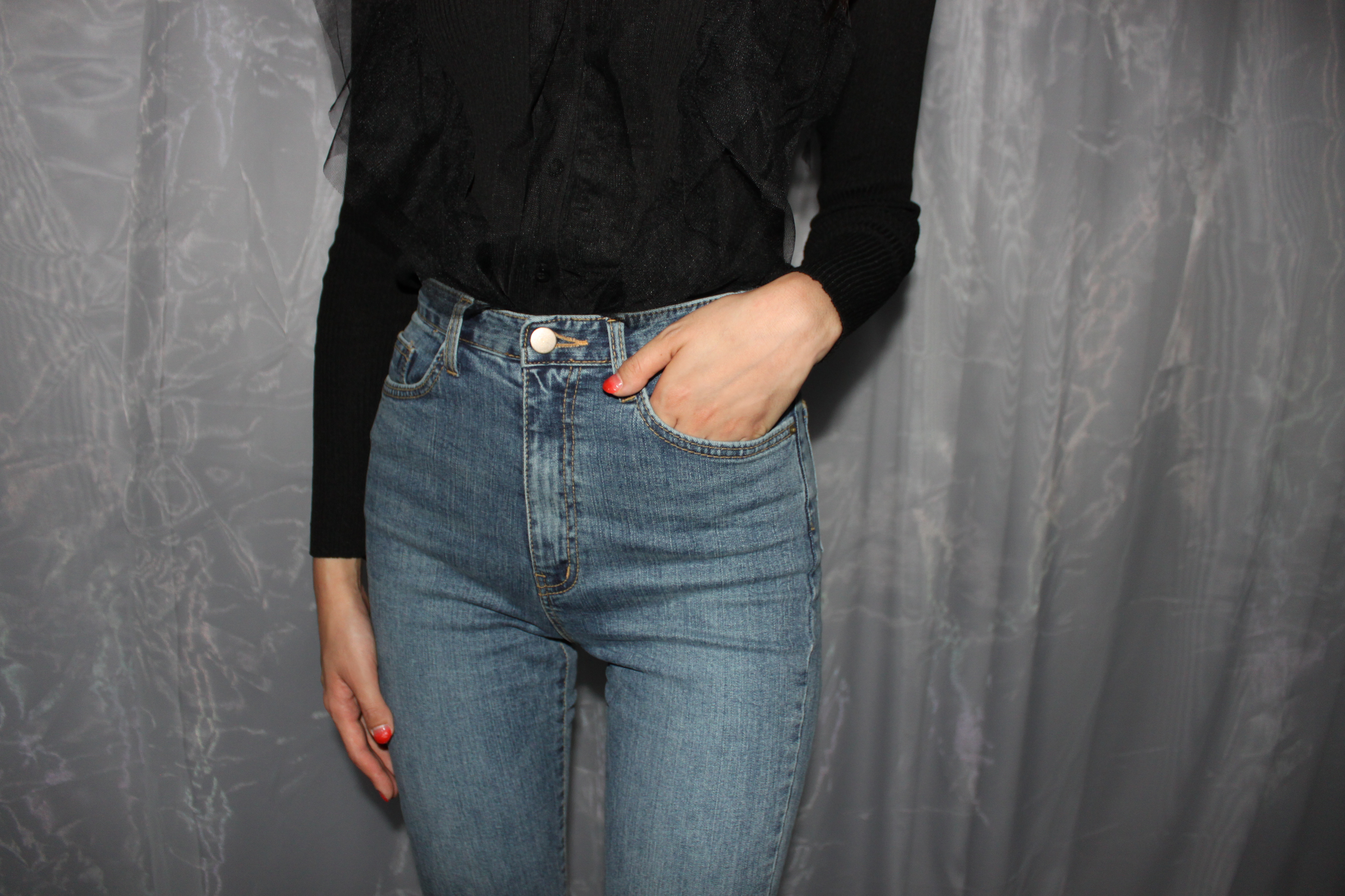 Women Jeans Pants Green Slim Boots Cut Denim Jeans