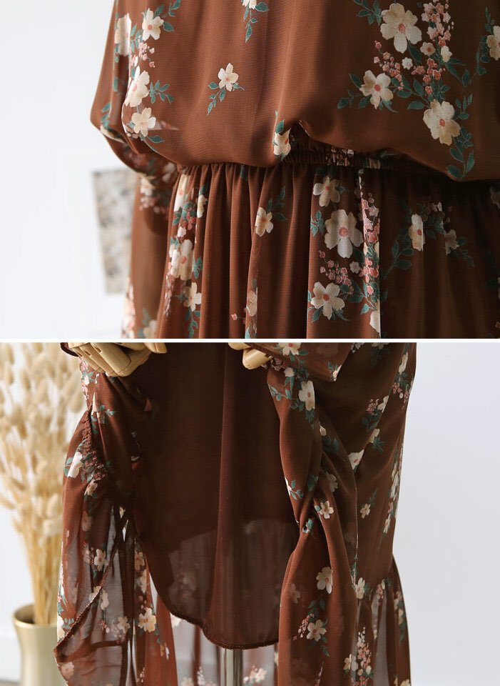 New Women Dress Heavenly sky Creeper Chiffon Flowe