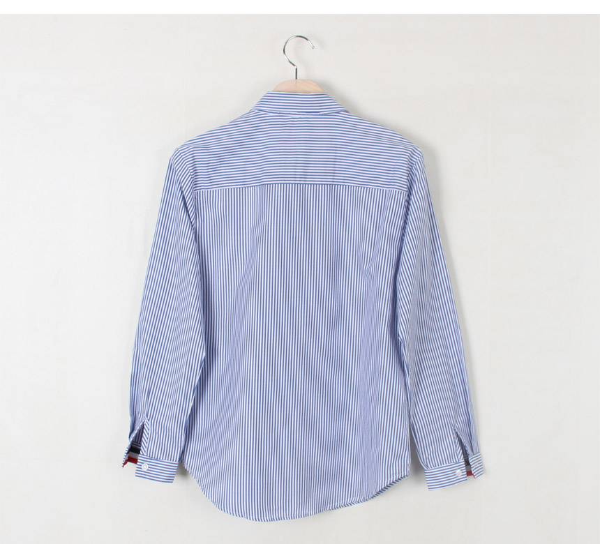 Tom Striped Shirts Blouse Rouge Pitch Collar Blue 