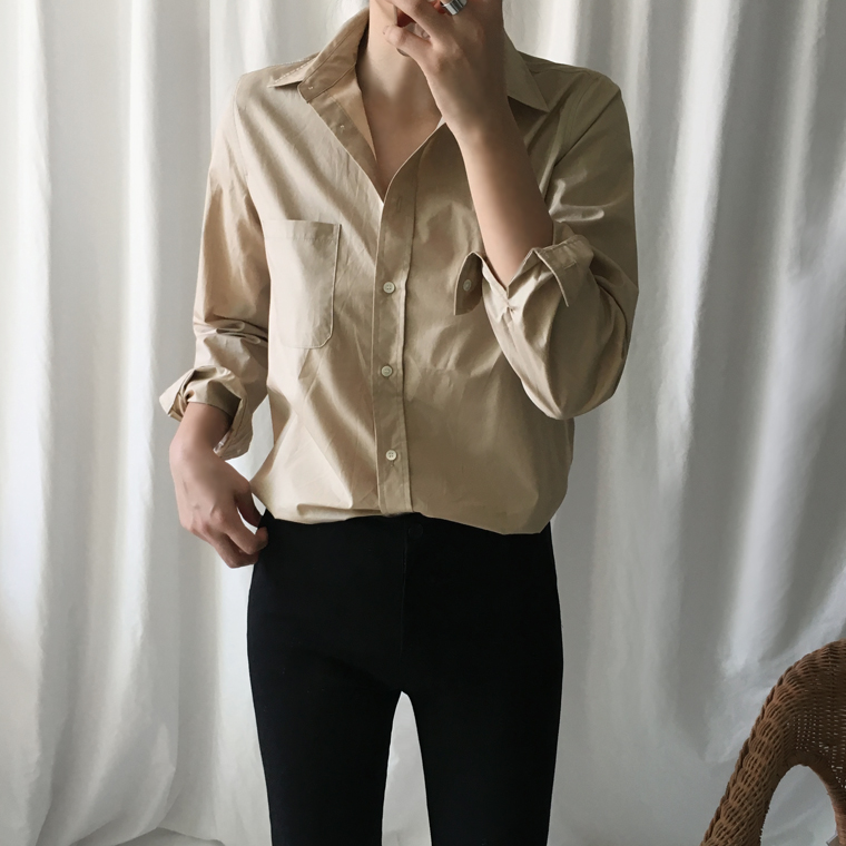 Free shipping long sleeve loose-fitting basic cott