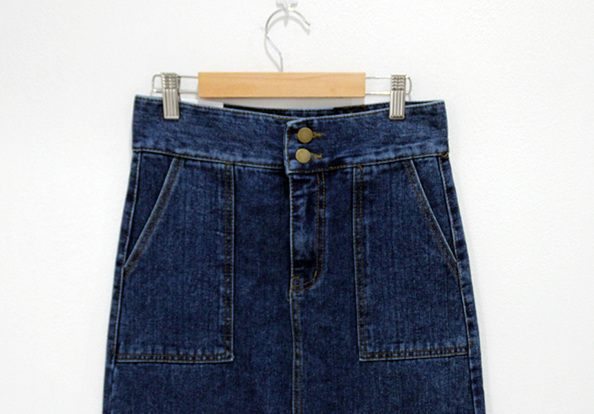 H line front denim denim skirt h long