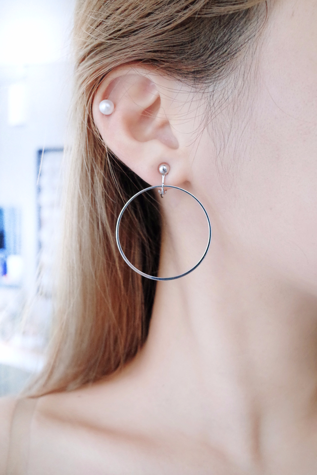 Earring OK Big Round Ring Clip Type Handmade Unbre