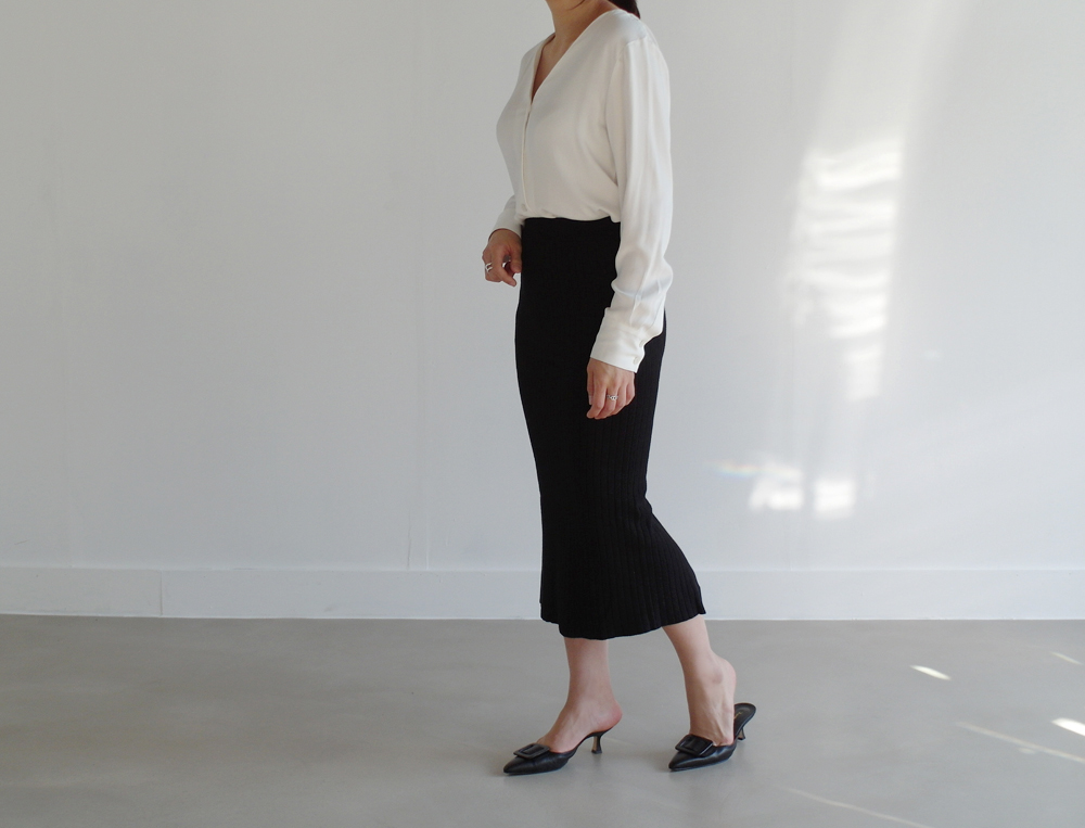 Wool 100 knitted goose skirt banding Long top long